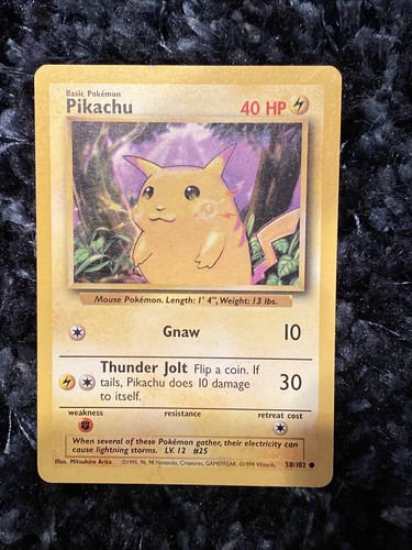 Pikachu 58/102 Shadowless Base Set - Common WOTC Pokemon Card | eBay