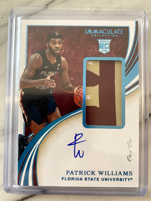 2020 IMMACULATE PATRICK WILLIAMS ROOKIE PREMIUM PATCH AUTO RC 