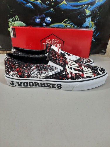 Pre-owned Vans X Friday The 13th Jason Voorhees Classic Slip On-glow In The Dark Sz 13