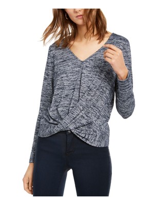 

Женский топ INC темно-синего цвета с длинными рукавами и V-образным вырезом, Navy