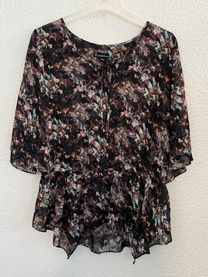 Signature Studio Contemporary Style Sheer Blouse Shirt XL Oversized 