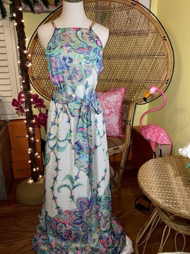 Pre-owned Lilly Pulitzer Tiera Maxi Dress Best Kept Secret ? Size M No Sash In Multicolor