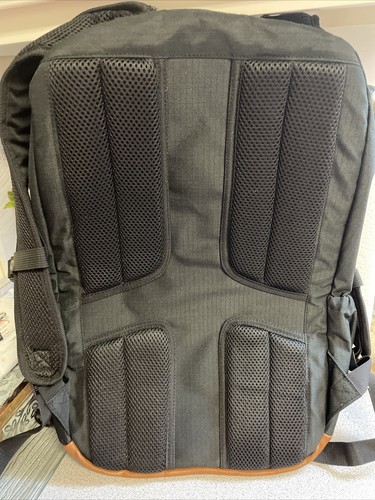 Caterpillar Backpack, Black/Tan Padded Back Straps Laptop Pocket Double Pockets