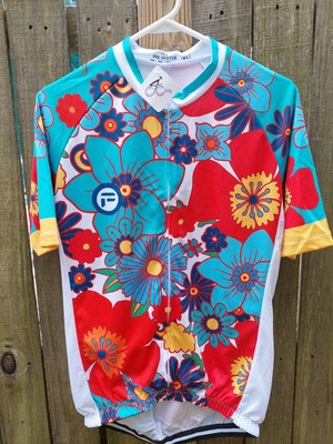 Cycling Jersey - NWT Frelsi Colorful Flowers Women's Short Sleeve Jersey XL
