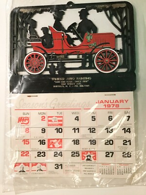 NOS VINTAGE Plastic 1908 STANLEY STEAMER 1978 Calendar Topper Auto Advertising