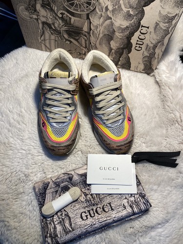 Pre-owned Gucci Authentic  Ultrapace Sneakers Size 35 In Yellow