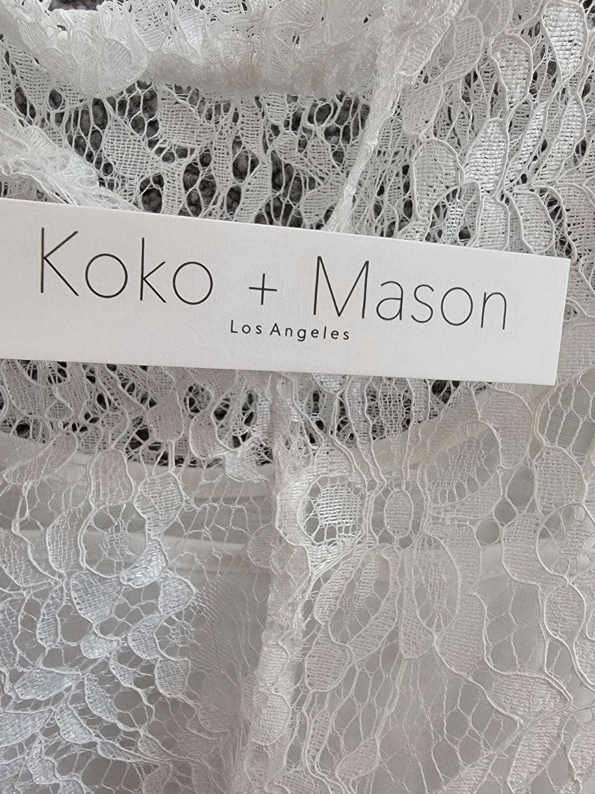 KOKO + MASON Long Sleeve Lace Top Women's S White Ruffled Button Back Closure - Picture 14 of 15