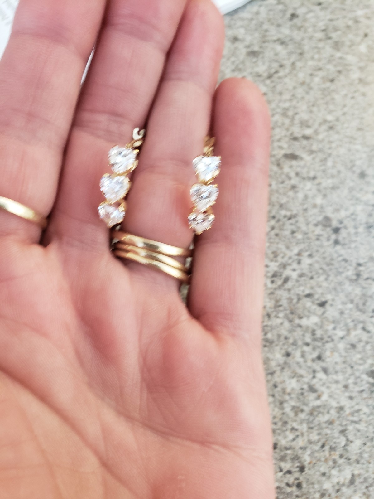 14K Yellow Gold Heart Cubic Zirconia JCM Jacmel Hoop Earrings.