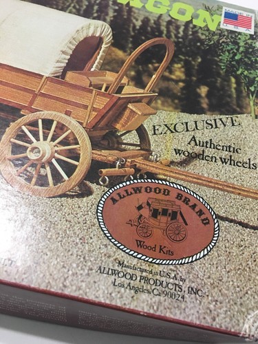 Allwood Brand Vintage 1977 Covered Wagon Wood Model Kit 1:16 Scale Unused