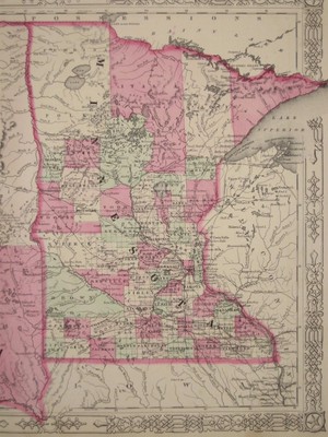 1863 DAKOTA TERRITORY MINNESOTA CIVIL WAR MAP Johnson Geography Atlas
