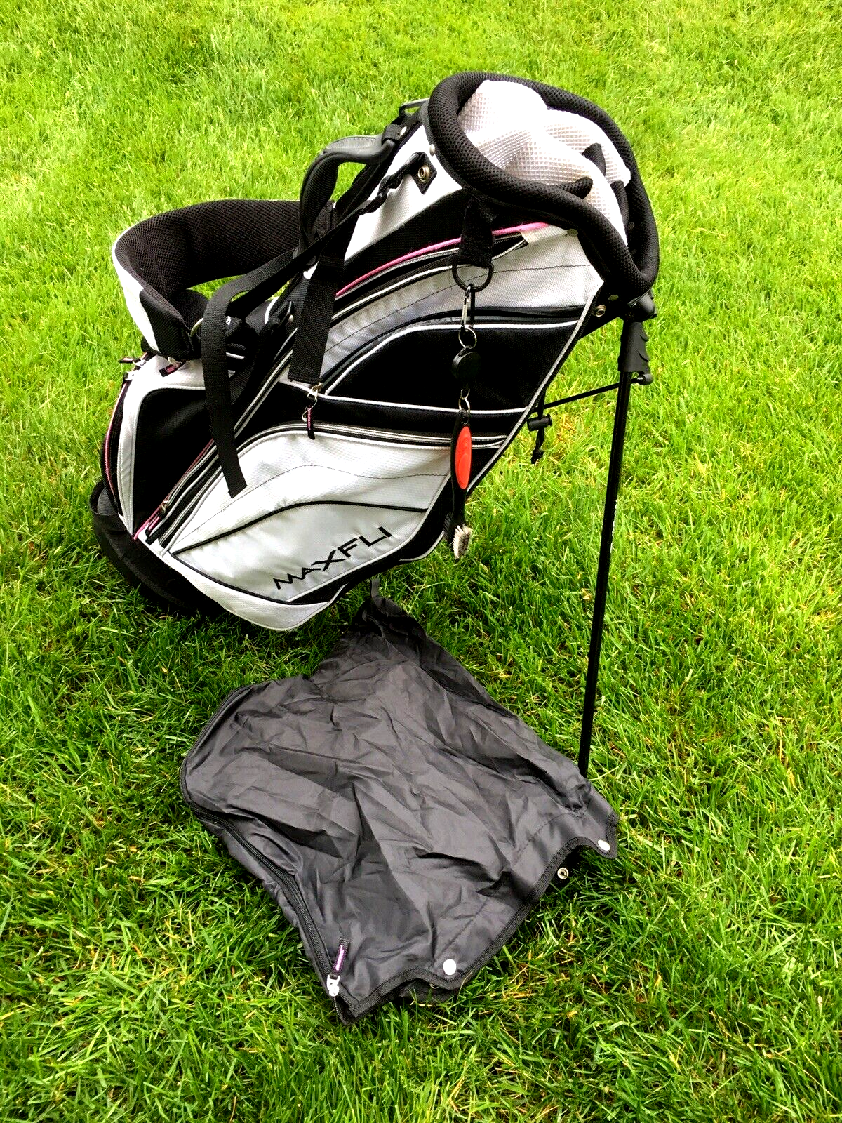 Womens MAXFLI Golf Bag Carry Stand Dual Strap Wht Pink Blk 8