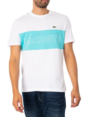 

Мужская футболка Lacoste с цветными блоками и принтом, белая, Белый, TH1712-00-RI6