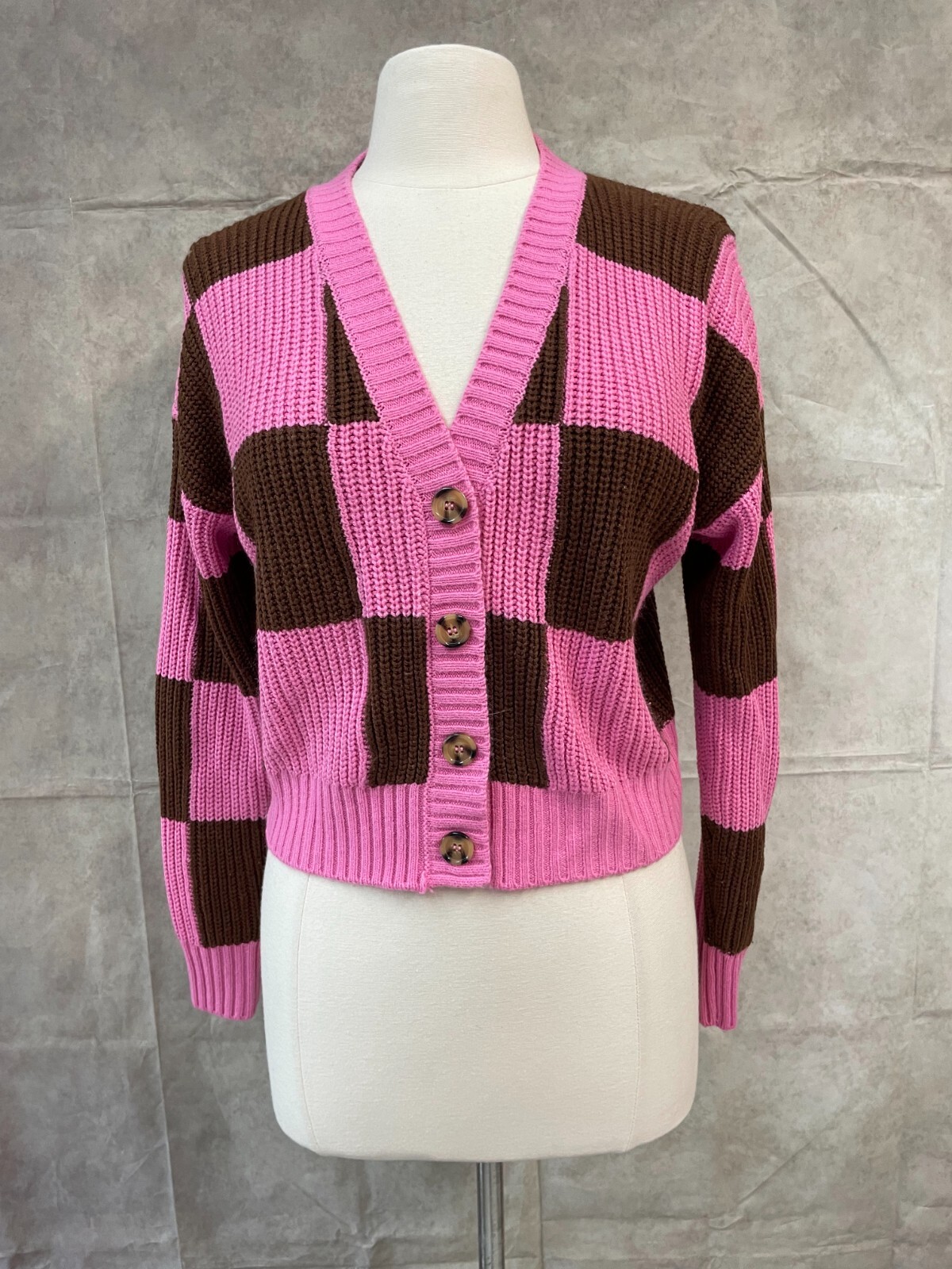 mideal 【plaid pattern cardigan PINK】 Make Your Day Hot Pink Checkered Cardigan – Shop the Mint