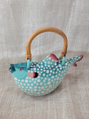 Animals & Co. 1984 Porcelain Puffer Fish Teapot Signed