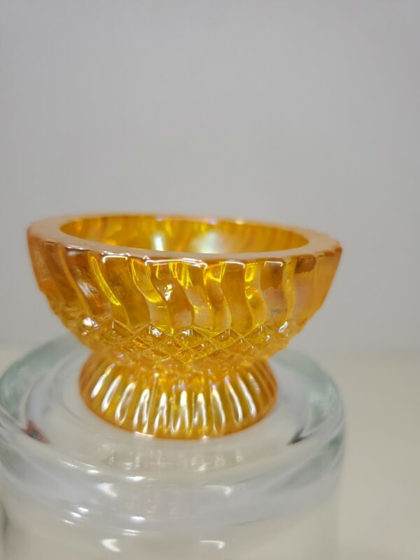 Vintage Mosser Orange Carnival Glass Open Salt  Toothpick Holder 