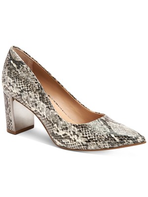 

Женские кожаные туфли-лодочки ALFANI Beige Heel Jensonn Toe Block Heel Slip On, Бежевый, 10007277300