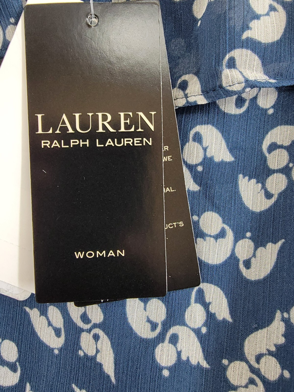 Lauren Ralph Lauren Plus Size Belted Ruffled Dress Women's 14W Blue/White Floral - Picture 12 of 13