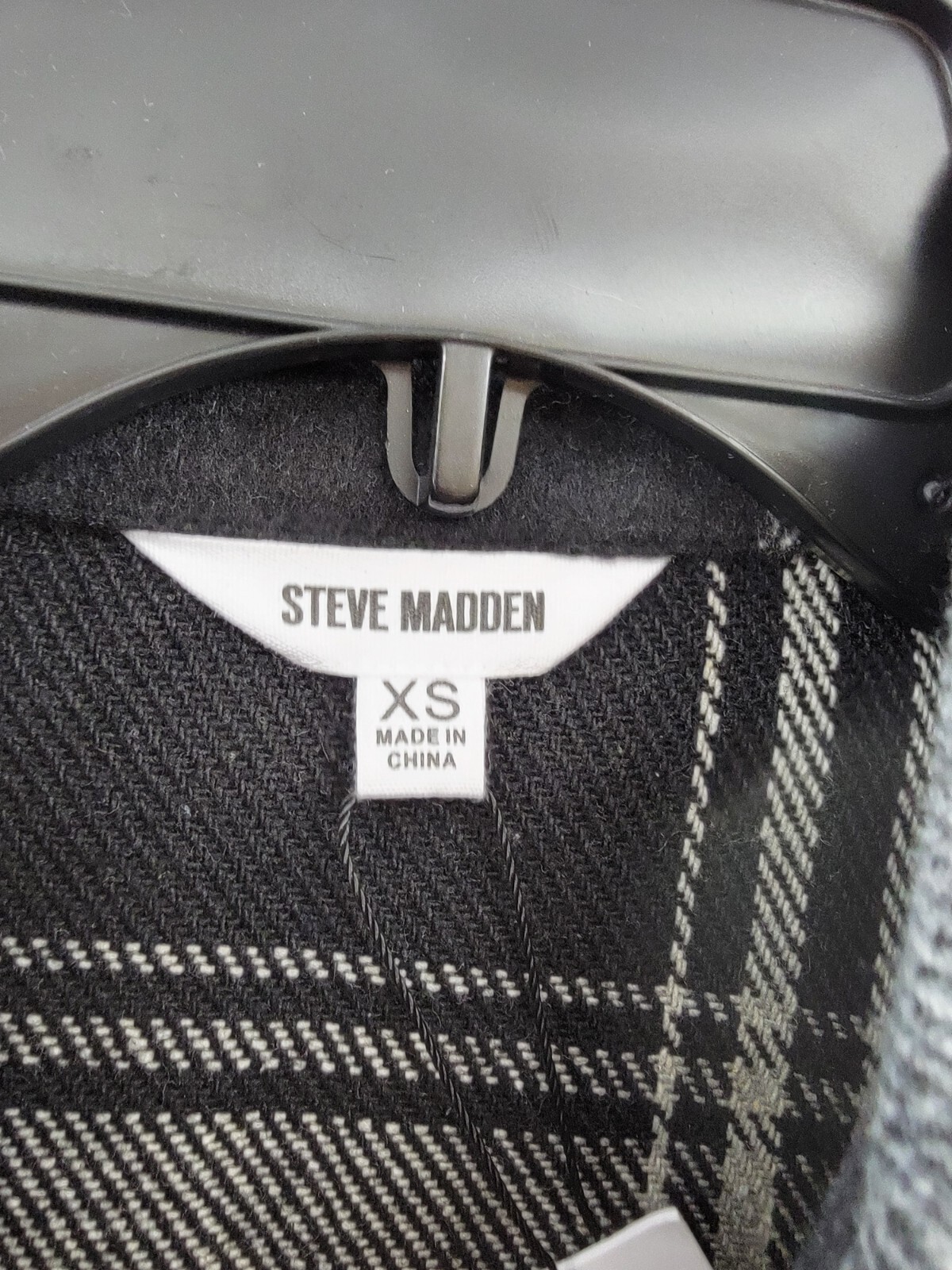 Steve Madden Sophia Flannel Plaid Shirt Jacket Women's XS Black/Ivory Wool Blend - Picture 11 of 12