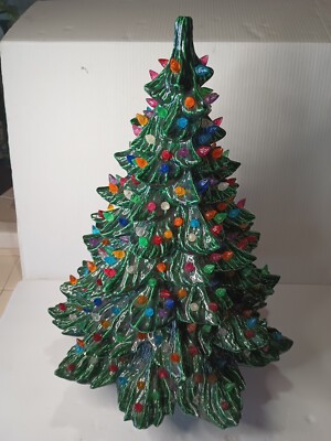 Vintage  Large Ceramic 21'' Christmas Tree With Base Christmas Decor READ BELOW