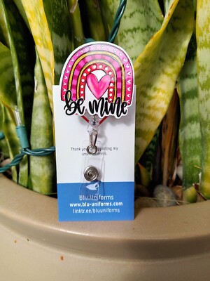 Be Mine Valentines Badge Reel 360 Alligator Clip