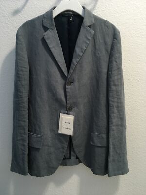 Acne Studios mens classic linen sport jacket  blue Size 50 Nwt