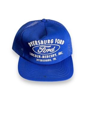 Vintage 80's Dyersburg Ford Trucker Hat Mesh Back Cap Royal Blue Cars Workwear