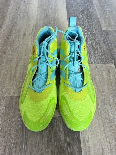 Size 19 ADIDAS~NEW!~NEON GREENBLUE TRIM EXHIBIT A LIGHTSTRIKE BASKETBALL SNEAKER