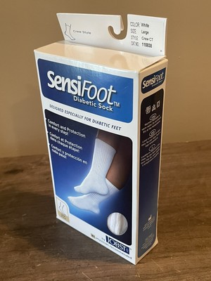 JOBST Sensifoot  Diabetic Sock White Crew CT Size LG 110838 - 1 Pair (NEW)