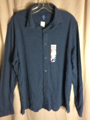 George Mens Shirt Size Medium M Blue Long Sleeve Button Down Soft Fabric