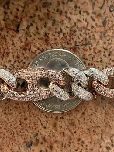 Pre-owned Silver Miami Cuban Gucci Bracelet Two Tone Rose Gold Plated Solid 925  Rapper Icy In  And Rose