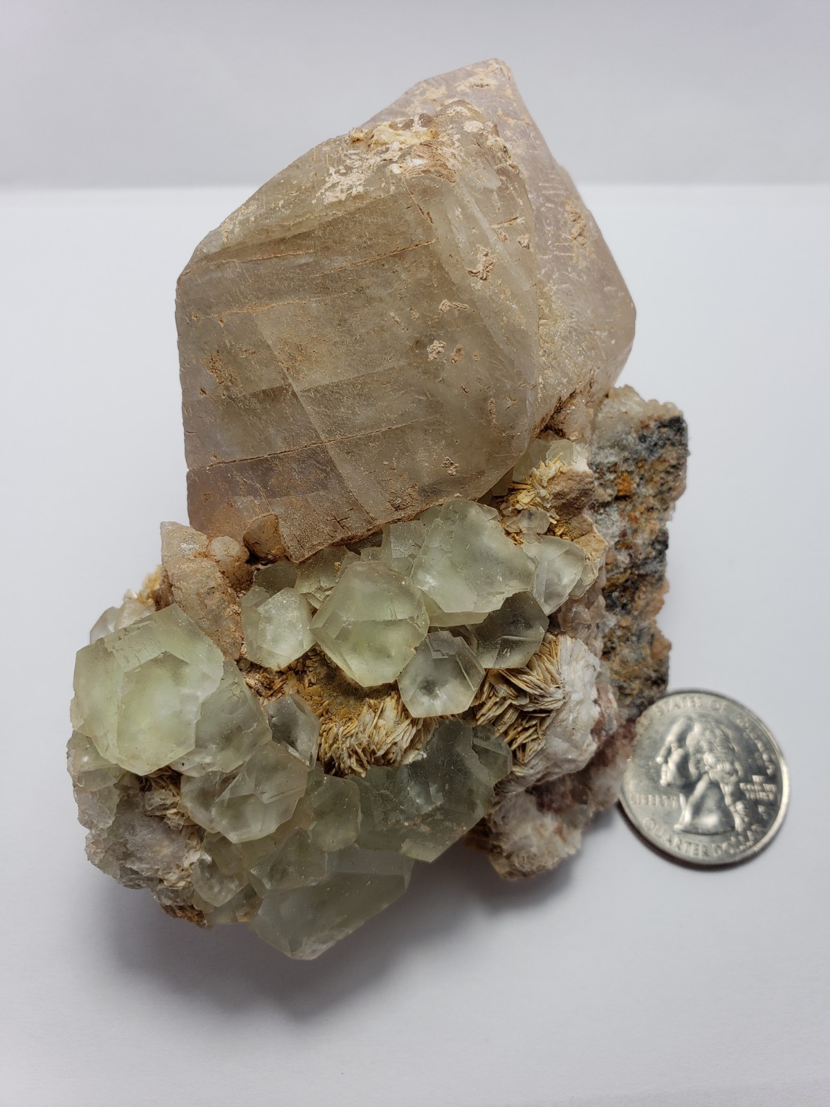 434g NEW Green Fluorite Barite Calcite Crystal Mineral Specimen Ontario,Canada