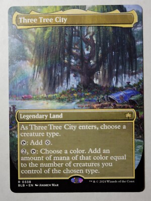 Three Tree City -Borderless- BLOOMBURROW BLB 338 Rare mtg NM/M