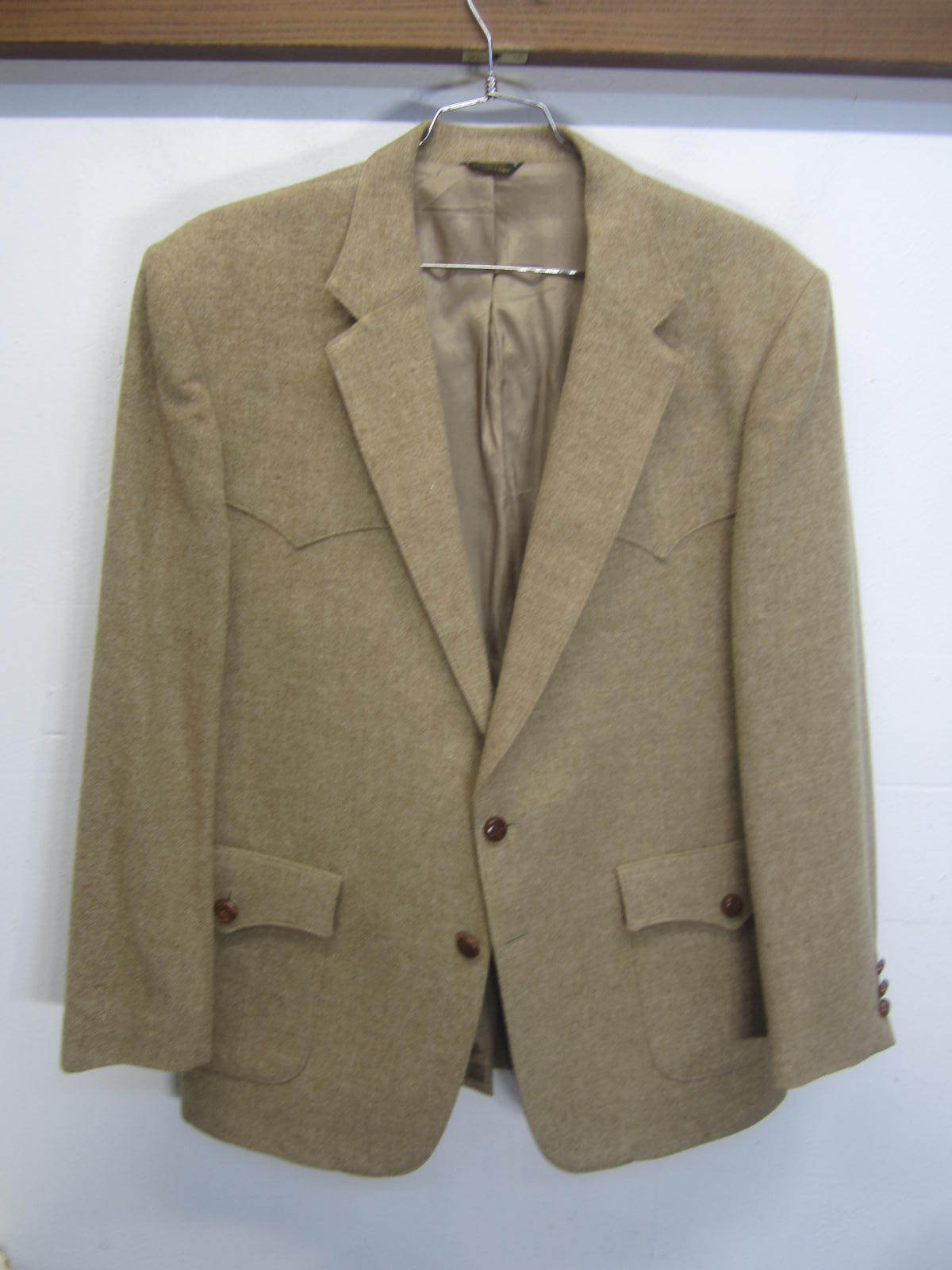 vtg 1970's Levi's Western Wear Blazer Sport Coat yoke beige