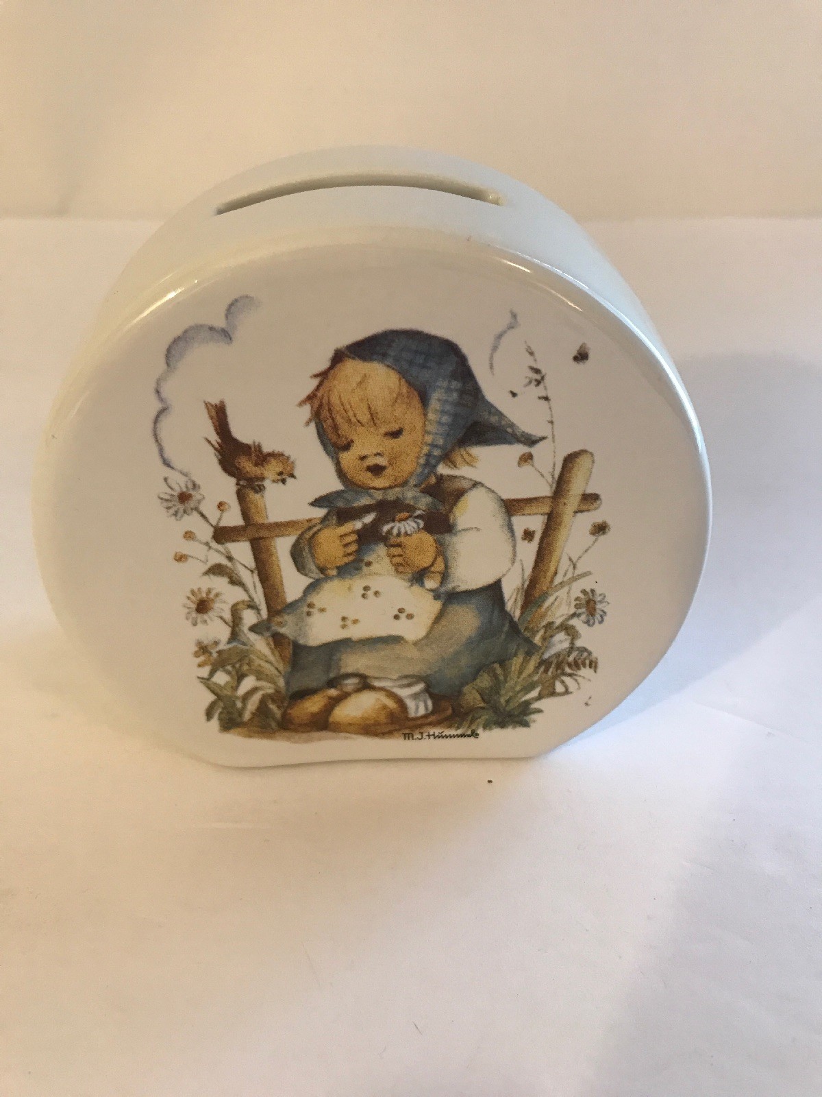 MJ Hummel Porcelain Coin Bank with Key “He Loves Me” Reutter Porzellan, Gemany