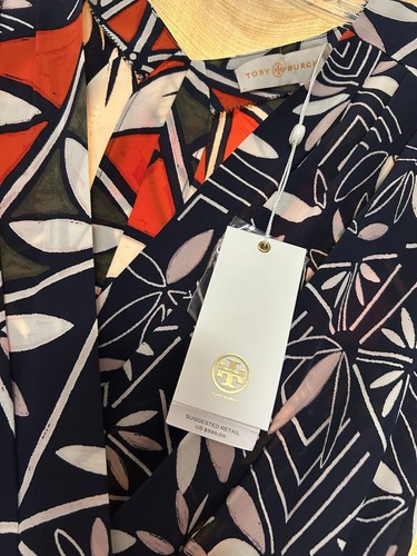 Pre-owned Tory Burch Acoma Pottery Silk Wrap Midi Dress Sz 0 $595 Msrp In Red