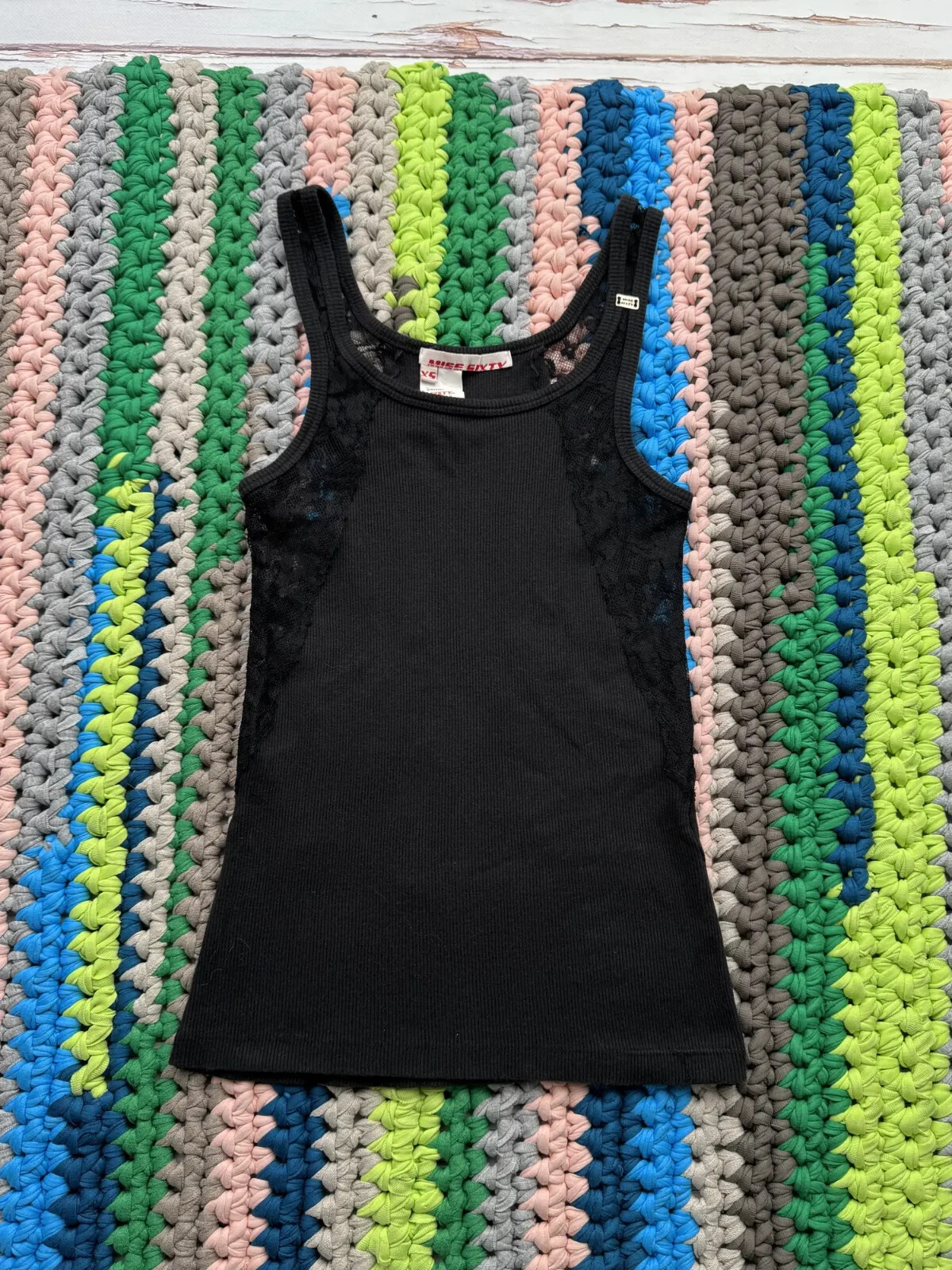 Miss Sixty Vintage Tank Top With Mesh Lace Details Women's