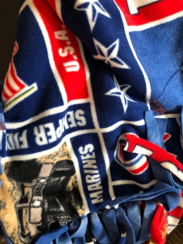 Handmade fleece scarf USMC Marines USA Flag Semper FI 56 x 16 1/2