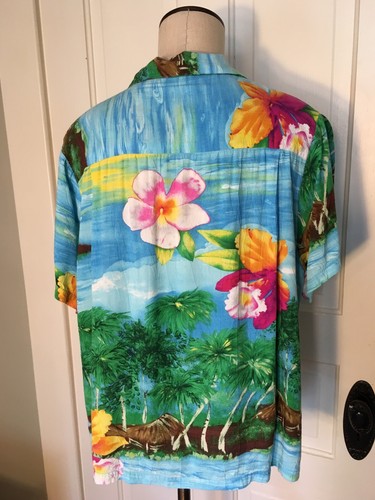 JAMS WORLD “Orchid Island” Hawaiian Pant Set Blouse Top Capris 2 Piece Outfit XL