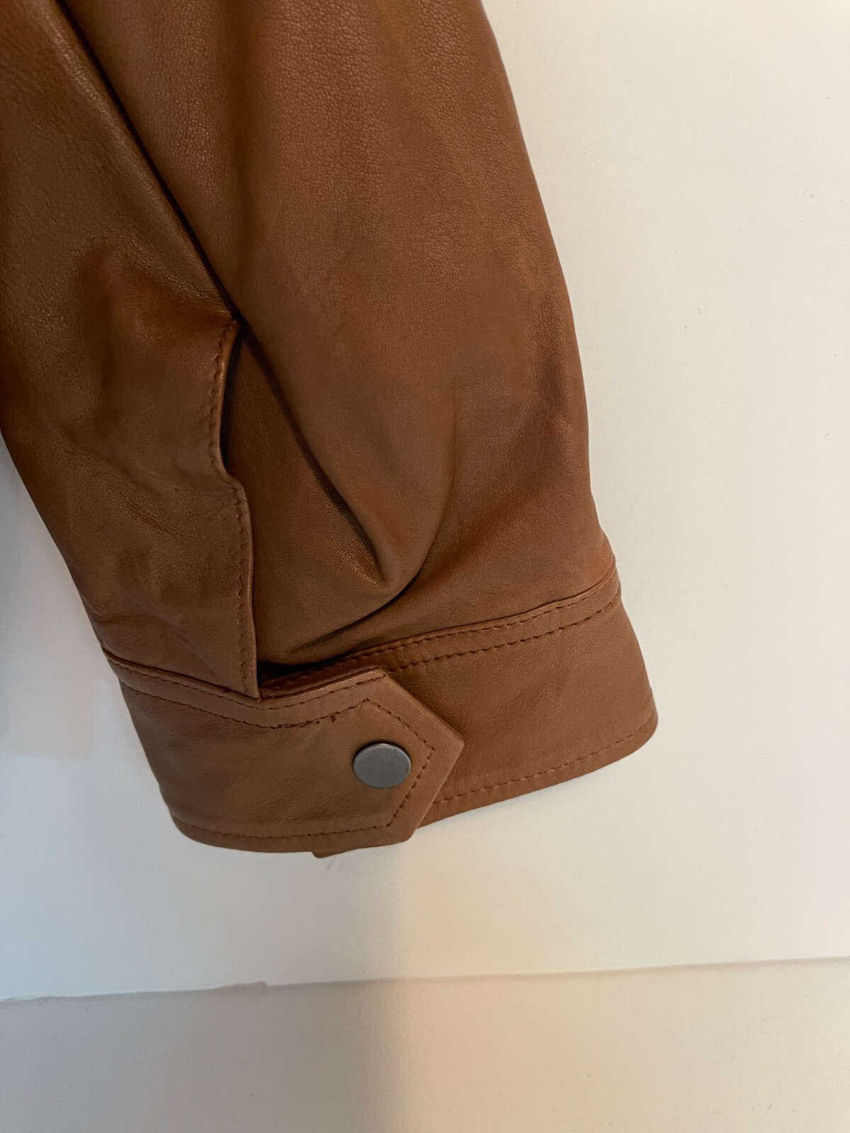 Pre-owned Tasso Elba Mens Leather Cafe Racer Jacket - Xl - Cognac Brown - W/tags