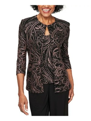 

ALEX EVENINGS Женский черный деловой топ без рукавов с украшением