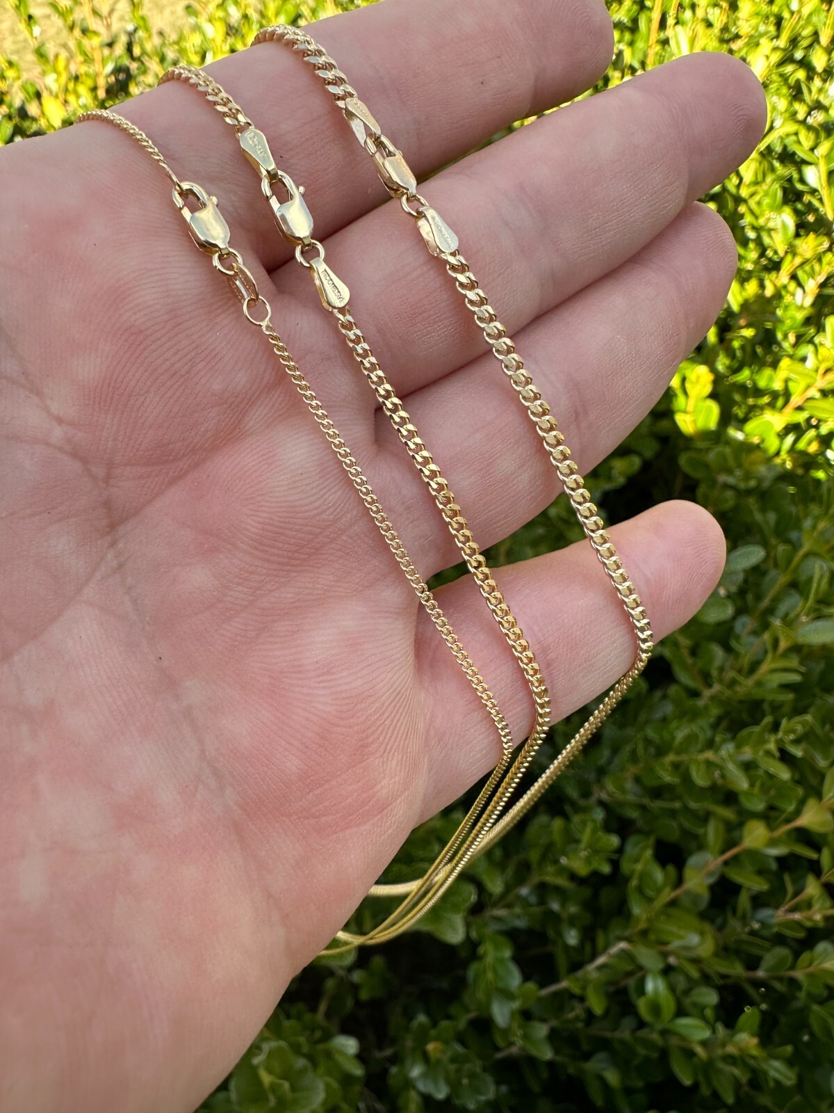 Pre-owned Silver Men's Ladies Solid 14k Yellow Gold Micro 1.5-3mm Miami Cuban Link Chain Necklace