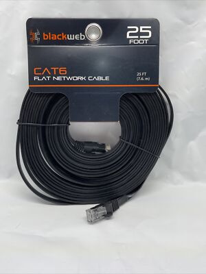 Blackweb BWA15H0117 Flat CAT6 Network Cable, 25 Feet 