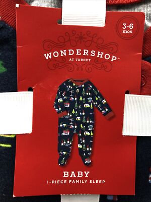 NWT Wondershop Baby Holiday Knomes Footed Pajamas Blue 3-6 Months Christmas