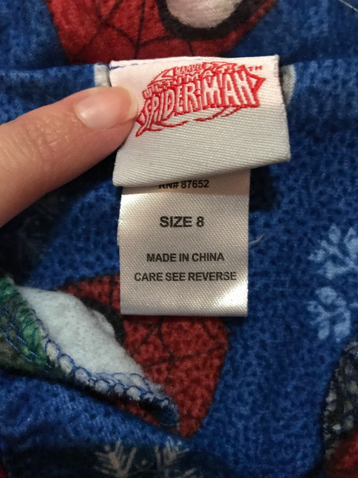 Boys Marvel Spider-Man Fleece Blue Shirt Pajama Top Size 8 Youth