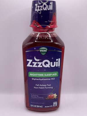 Zzzquil Nighttime Vicks Sleep Aid Liquid - Vanilla Cherry - 12 fl oz - Exp 05/25
