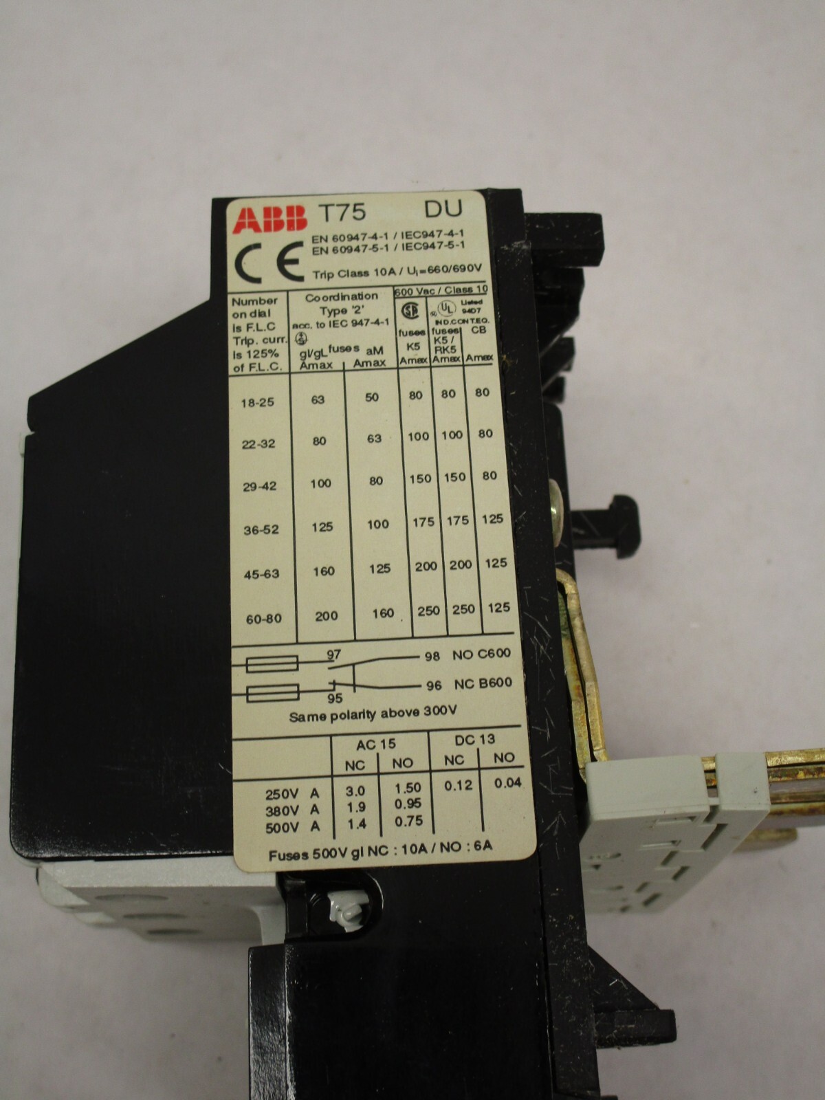 ABB T75DU80 Thermal Overload Relay 60-80A UNUSED NEW