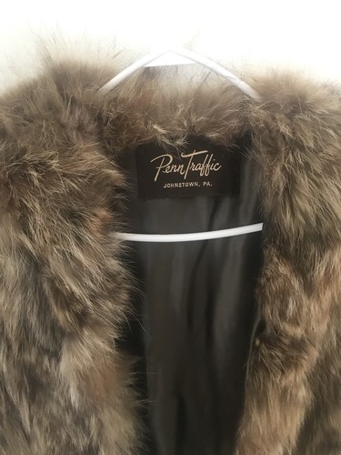 Vintage “Penn Traffic” Johnstown PA Fur Shawl Coat Size Small/Medium