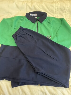 Vintage 1970s / 1980s Fred Perry, New Old Stock 2 Piece Tracksuit, Green / Blue