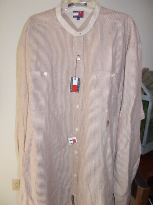 Tommy Hilfiger Men's Button Down Striped Herringbone Shirt XL NEW Vintage
