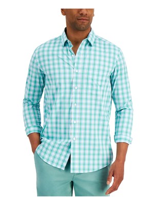 

CLUBROOM Мужская голубая эластичная рубашка на нескольких пуговицах, Light blue, 100126395MN